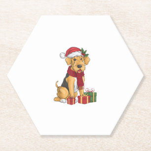 Porta-copo De Papel Airedale Terrier Dog Christmas Outfits Santa Hat D
