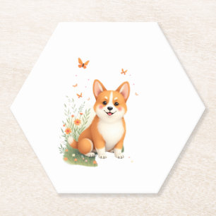 Porta-copo De Papel Akita Dog com Flor e Borboleta T Shirt