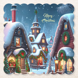Porta-copo De Papel Aldeia de Natal encantadora
