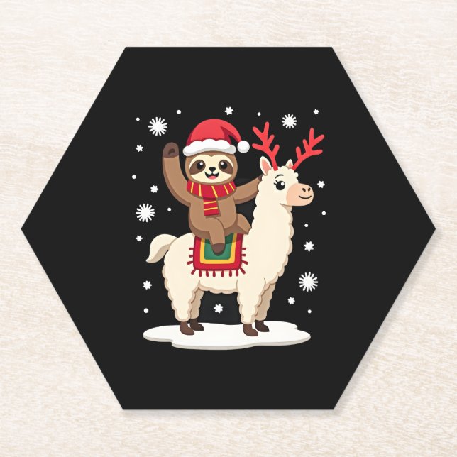 Porta-copo De Papel Alpaca Sloth Christmas (1) (Frente)