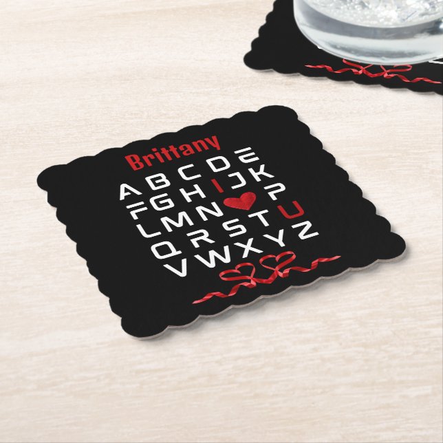 Porta-copo De Papel Alphabet Chart I Love You (Angular)