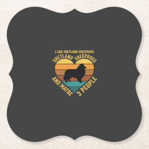 Porta-copo De Papel Amantes de Cães Shetland Sheepdogs Retro Coração