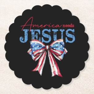 Porta-copo De Papel America Precisa de Jesus Bandeira Cristã EUA Coque