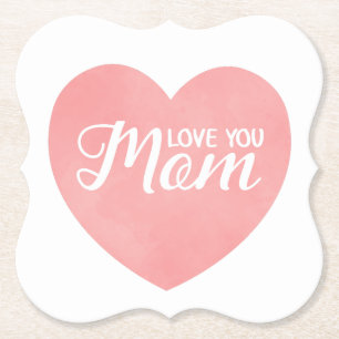 Porta-copo De Papel Amo-te, mãe, dia de as mães de coração rosa
