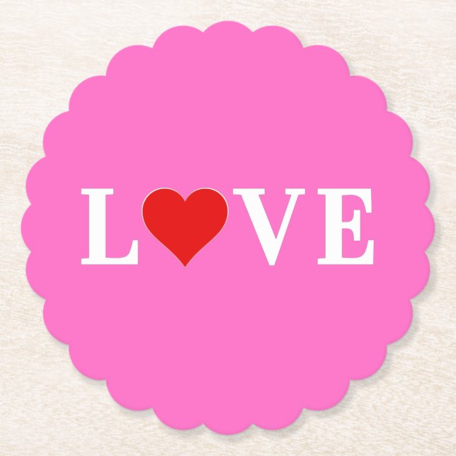 Porta-copo De Papel AMOR Rosa Elegante Romântico (Frente)