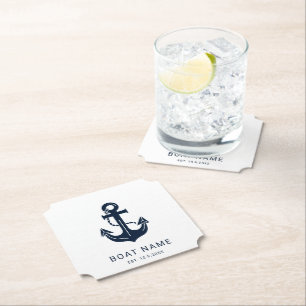 Porta-copo De Papel Âncora Azul Marinho Náutico Personalizada