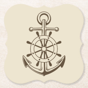 Porta-copo De Papel Âncora Náutica Vintage de Barcos e Roda de Navio