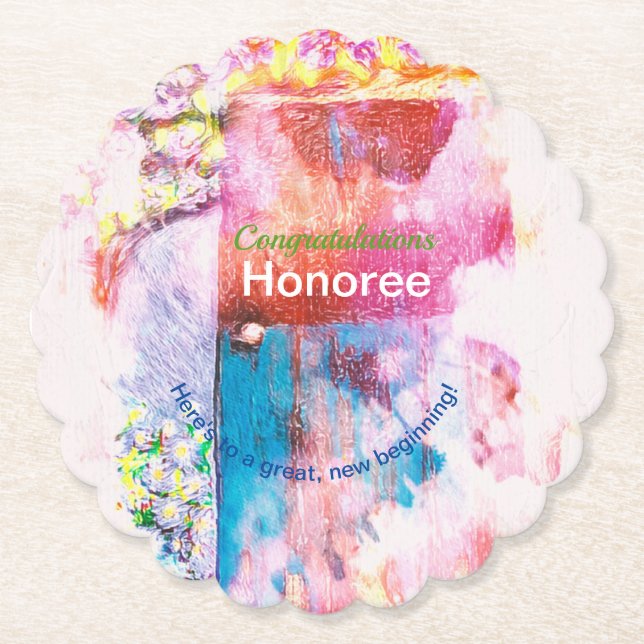 Porta-copo De Papel Aniversário à Celebração de Parabéns da Felicidade (Frente)