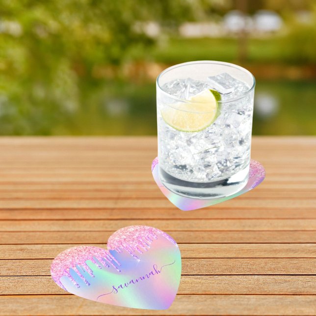 Porta-copo De Papel Aniversário arco-íris dourado rosa brilhante iride (Criador carregado)