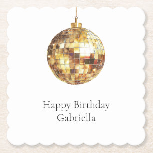Porta-copo De Papel Aniversário Bola de Discoteca Dourada