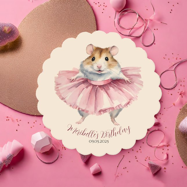Porta-copo De Papel Aniversário da Menina Hamster Bailarina (Criador carregado)