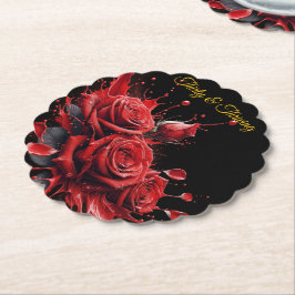 Porta-copo De Papel Aniversário de 30 anos Elegante - Rosas em Bloom