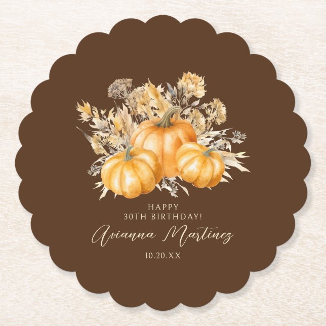 Porta-copo De Papel aniversário de 30 anos Rustic Boho Pumpkin Fall Pe (Frente)