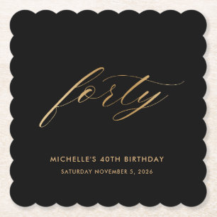 Porta-copo De Papel Aniversário de 40 anos visual preto e dourado