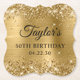 Porta-copo De Papel Aniversário de 50 anos em Glittery Gold Foil