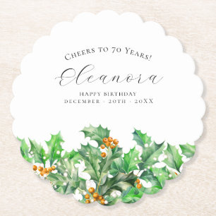 Porta-copo De Papel Aniversário de 70 anos Flor de Nascimento de Dezem