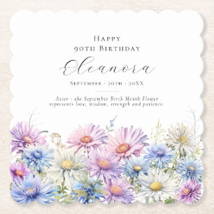 Porta-copo De Papel Aniversário de 90 anos Flor de Nascimento de Setem