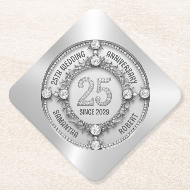 Porta-copo De Papel Aniversário de Casamento com 25 (Frente)