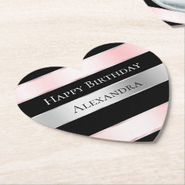 Porta-copo De Papel Aniversário do Briso Rosa-Cor-de-Rosa-Blush Preto