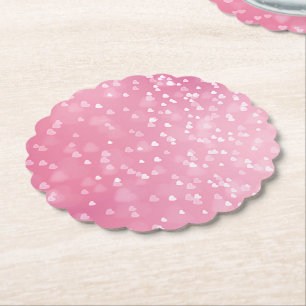 Porta-copo De Papel Aniversário do Coração Branco Rosa