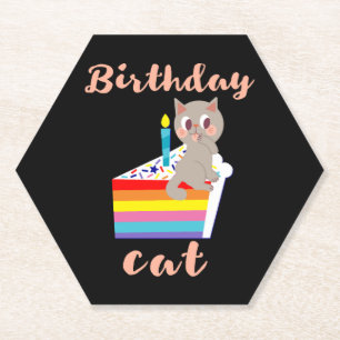 Porta-copo De Papel Aniversário do Gato - aniversário da cinza kawaii