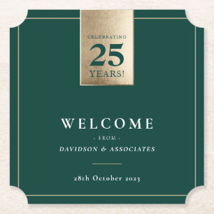 Porta-copo De Papel ANIVERSÁRIO EMPRESARIAL - Ouro branco verde