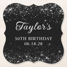 Porta-copo De Papel Aniversário Glittery Black 50th