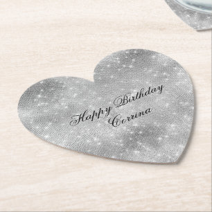 Porta-copo De Papel Aniversário Glitzy Brilho Prateado Romântico
