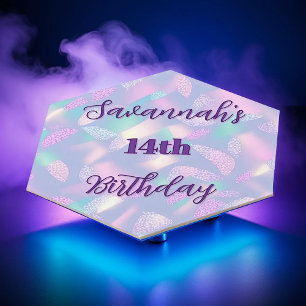 Porta-copo De Papel Aniversário Roxo - Nome Holográfico