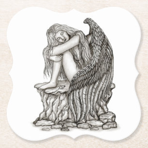 Porta-copo De Papel Anjo dormindo na pedra