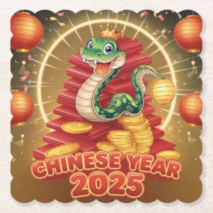 Porta-copo De Papel Ano novo chinês cobra de madeira