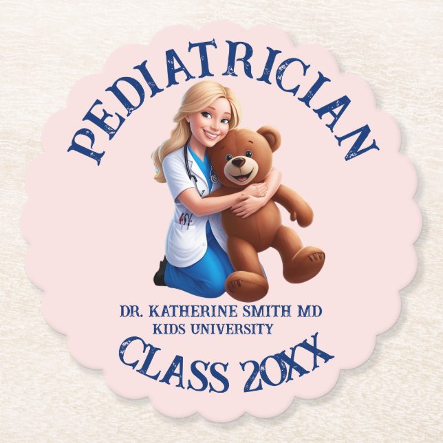 Porta-copo De Papel antistress pediatrician teddy bear kids university (Frente)