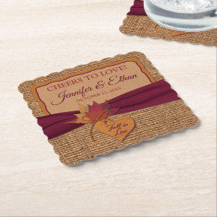 Porta-copo De Papel Apaixonado, Autumn Leaves, Casamento Burlap
