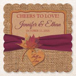 Porta-copo De Papel Apaixonado, Autumn Leaves, Casamento Burlap