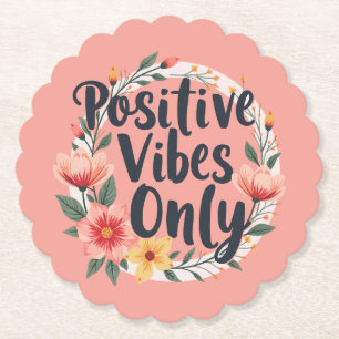 Porta-copo De Papel Apenas Vibrações Positivas no Design de Coroa Flor