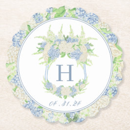 Porta-copo De Papel Aquarela Azul e Branco Hydrangea Crest