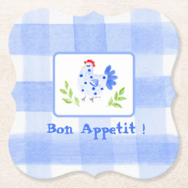 Porta-copo De Papel Aquarela Azul Hen Check Bon Appetiemat