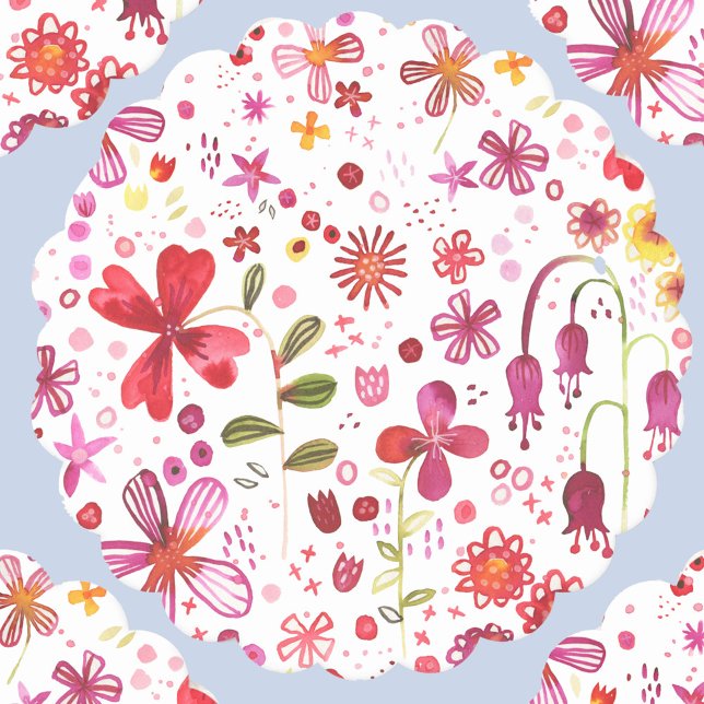 Porta-copo De Papel Aquarela de Flor Selvagem (Watercolor wild flower pattern modern party paper coasters)