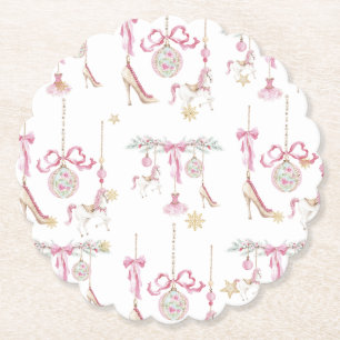 Porta-copo De Papel Aquarela Feliz Natal Quebra-Nozes ballet rosa