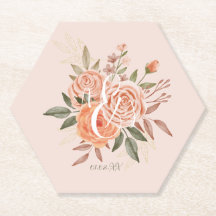 Aquarela Floral Rosas Bege Rosa Poento