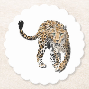 Porta-copo De Papel aquarela leopardo gato da selva animal pintado ver