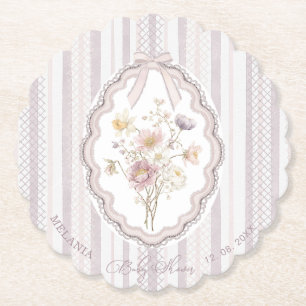 Porta-copo De Papel Aquarela pastel flores silvestres laço de bebê