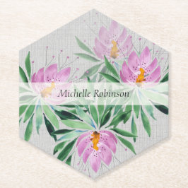 Porta-copo De Papel Aquarela Personalizada Lotus Flower Professional