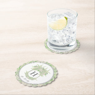 Porta-copo De Papel Aquarela Verde e Branco - Hydrangea Crest
