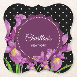 Porta-copo De Papel Aquarelas Purple Iris Bolinhas Pretas