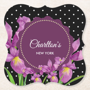 Porta-copo De Papel Aquarelas Purple Iris Bolinhas Pretas