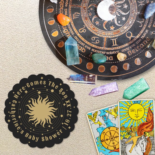 Porta-copo De Papel Aqui Vem O Filho | Chá de fraldas celestial (Criador carregado)