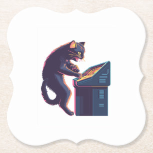 Porta-copo De Papel Arcade Meowster – Gato Gamer Nostálgico
