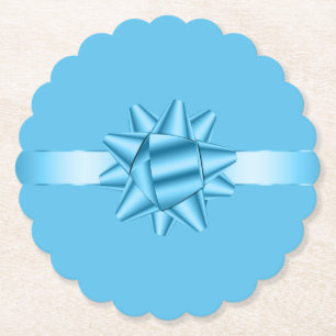 Porta-copo De Papel Arco de Fita Azul de Aniversário