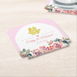 Porta-copo De Papel Arco floral branco rosa casamento chinês